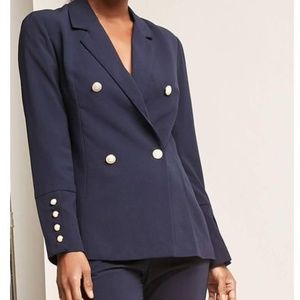 Forever 21 Blue Blazer with Pearl Buttons